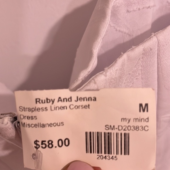 Sky To Moon White Strapless Linen Corset Mini Dress Size Medium - Picture 2 of 6